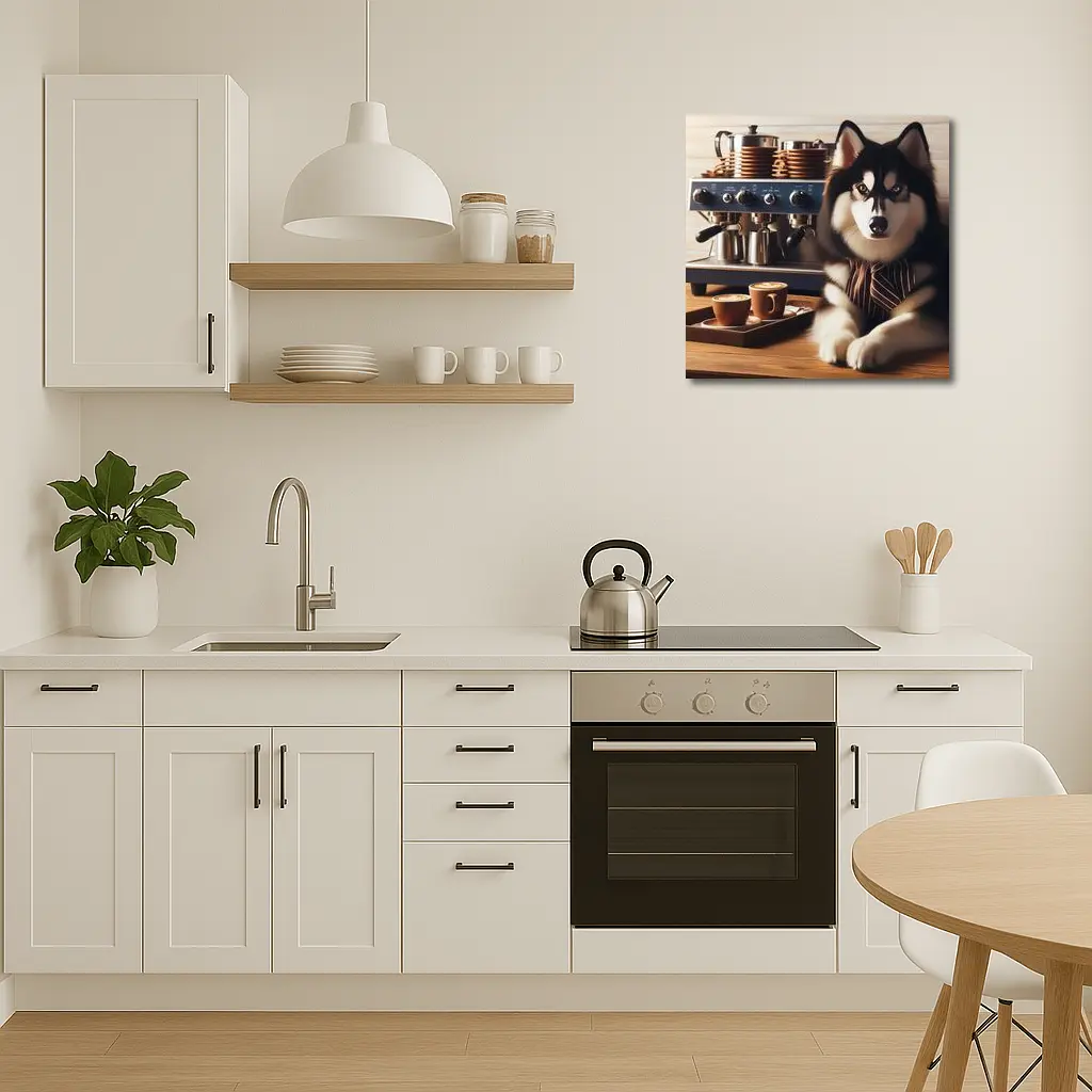 Siberian Husky Barista Espresso Machine Coffee Shop – Wall Art