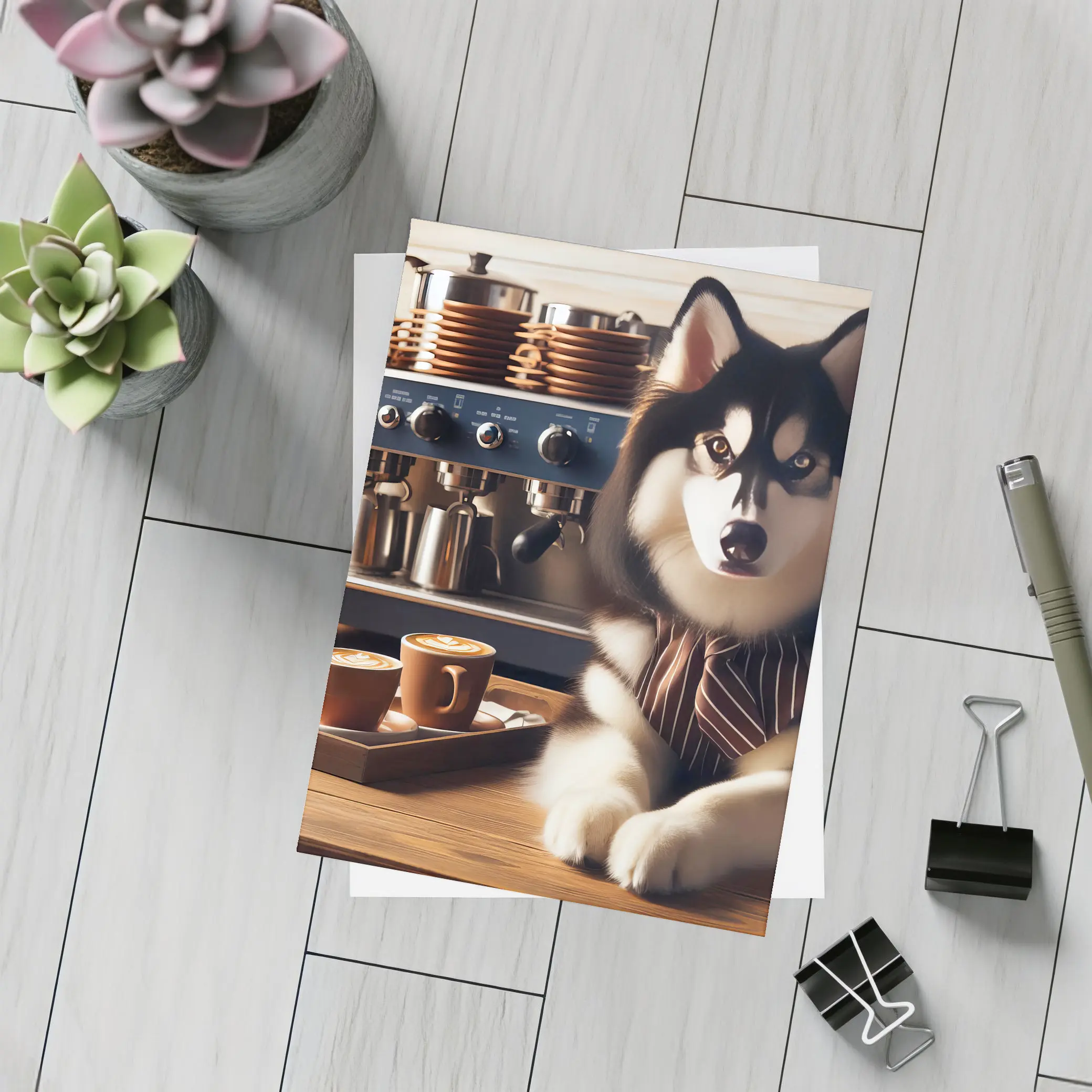 Siberian Husky Barista Espresso Machine Coffee Shop – Postcards