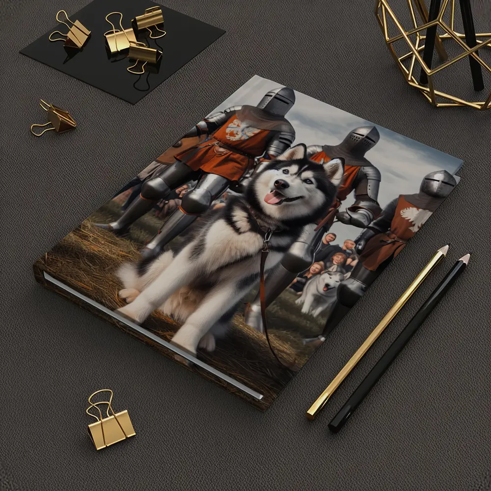Siberian Husky With Medieval Knights Outdoor – Notebooks