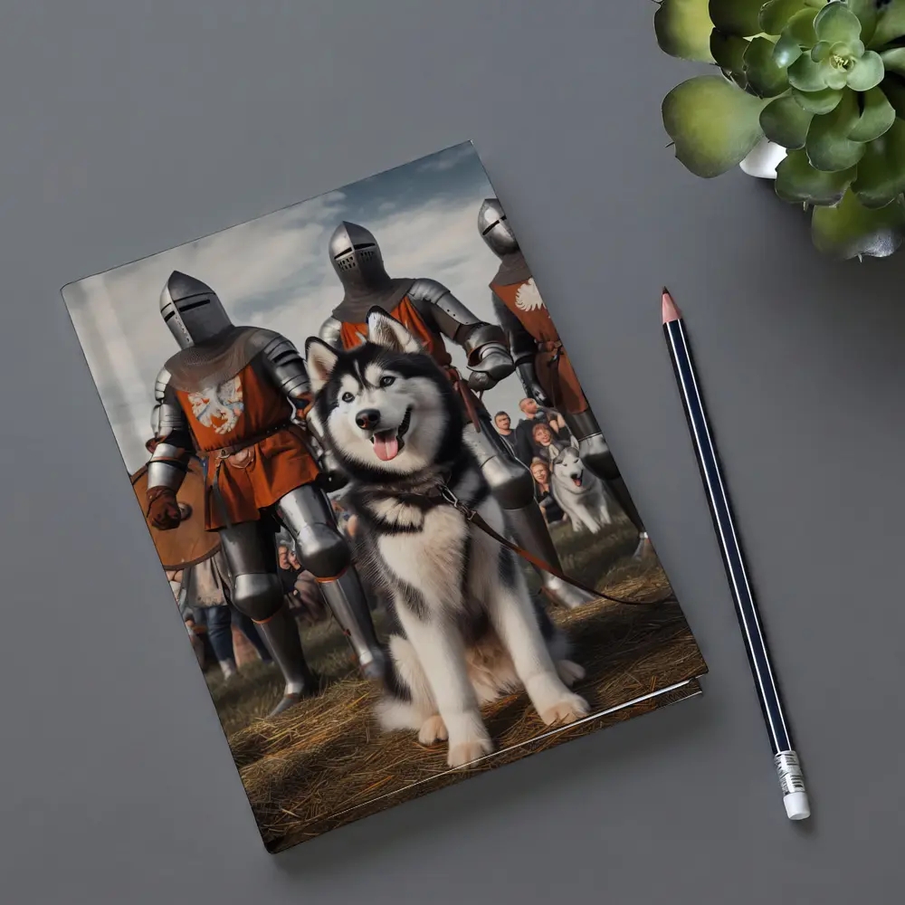 Siberian Husky With Medieval Knights Outdoor – Notebooks