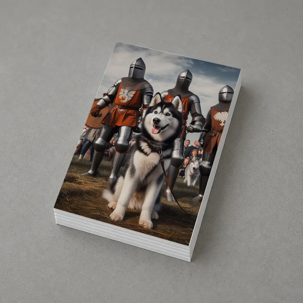 Siberian Husky With Medieval Knights Outdoor – Postcards