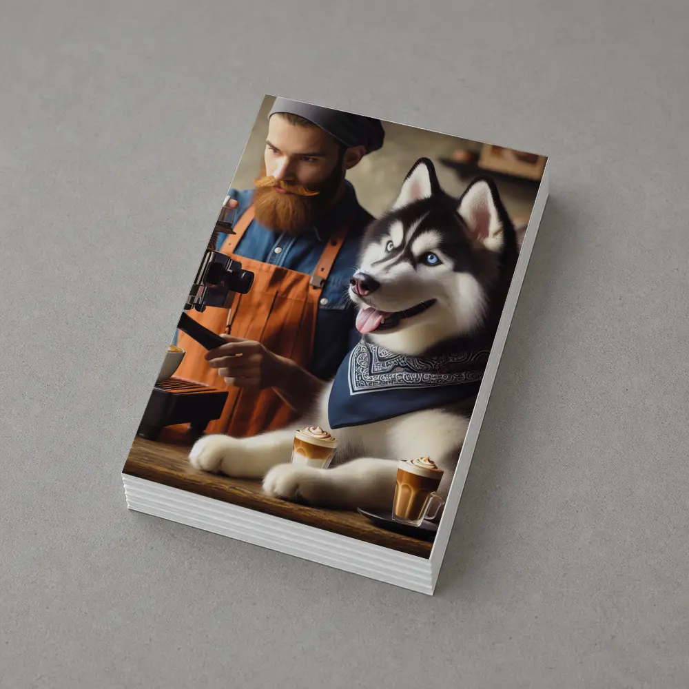 Siberian Husky Barista Coffee Shop Scene – Postcards