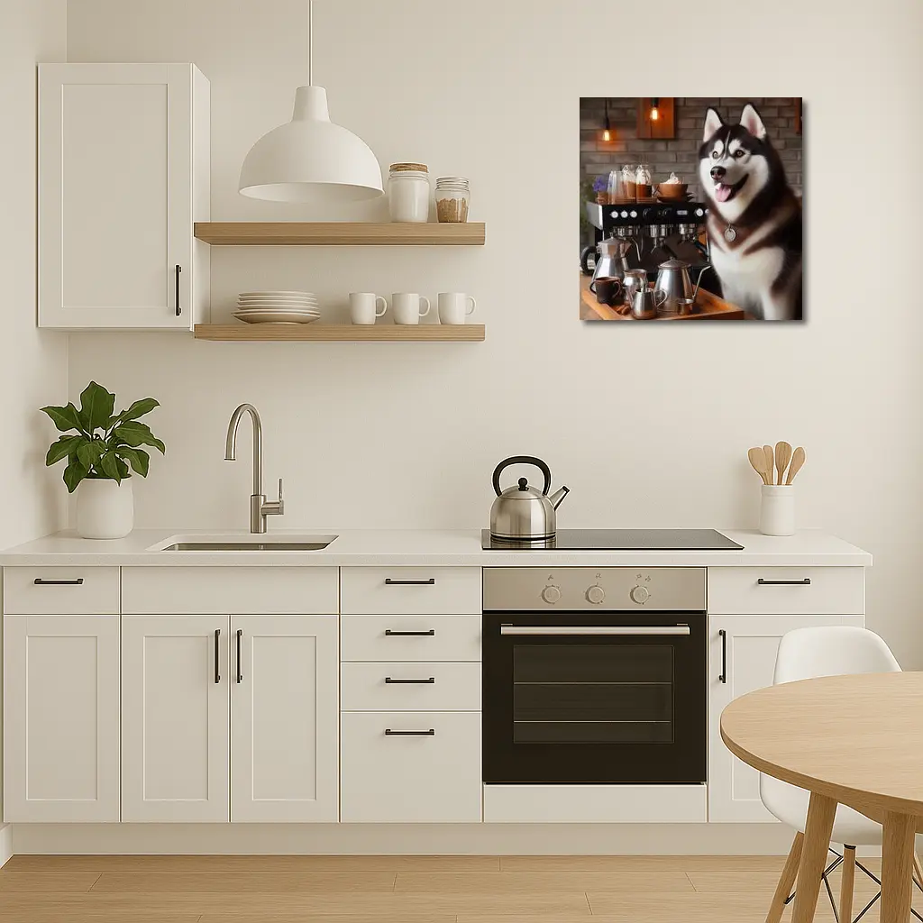 Siberian Husky Barista Coffee Shop Art – Wall Art