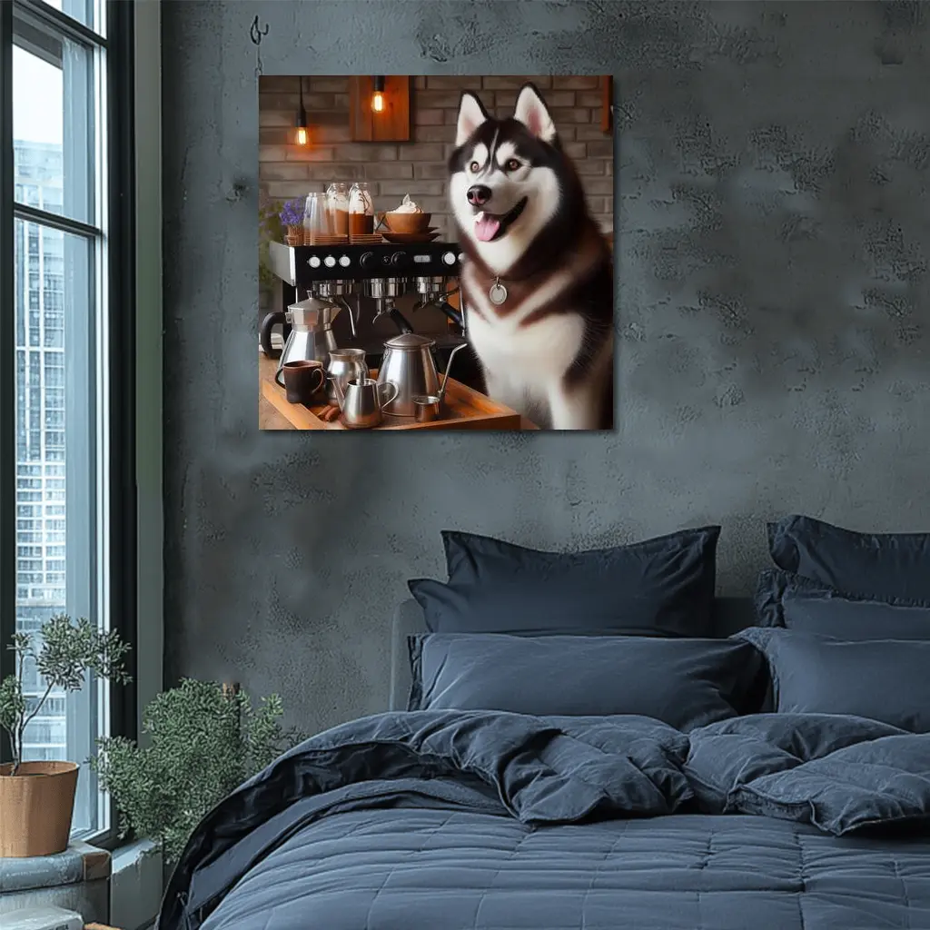 Siberian Husky Barista Coffee Shop Art – Wall Art