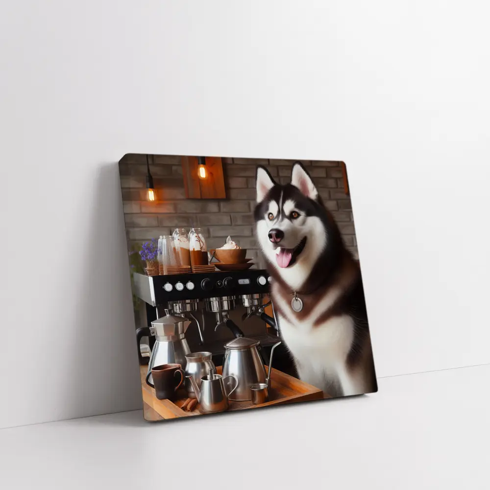 Siberian Husky Barista Coffee Shop Art – Wall Art
