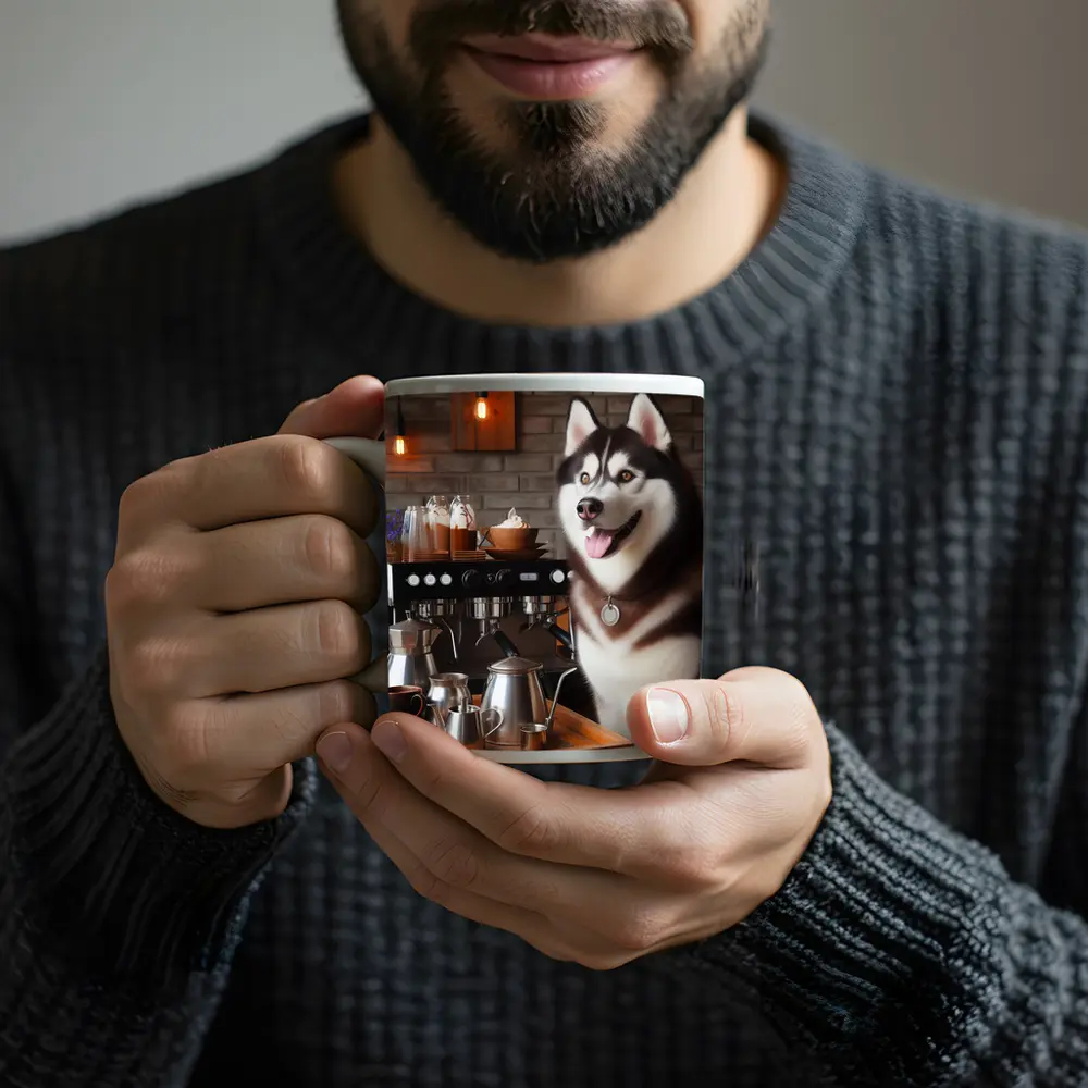 Siberian Husky Barista Coffee Shop Art – Mugs