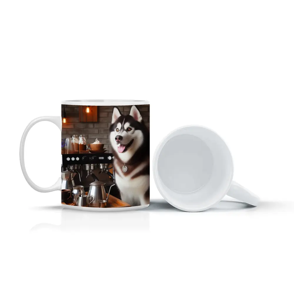 Siberian Husky Barista Coffee Shop Art – Mugs