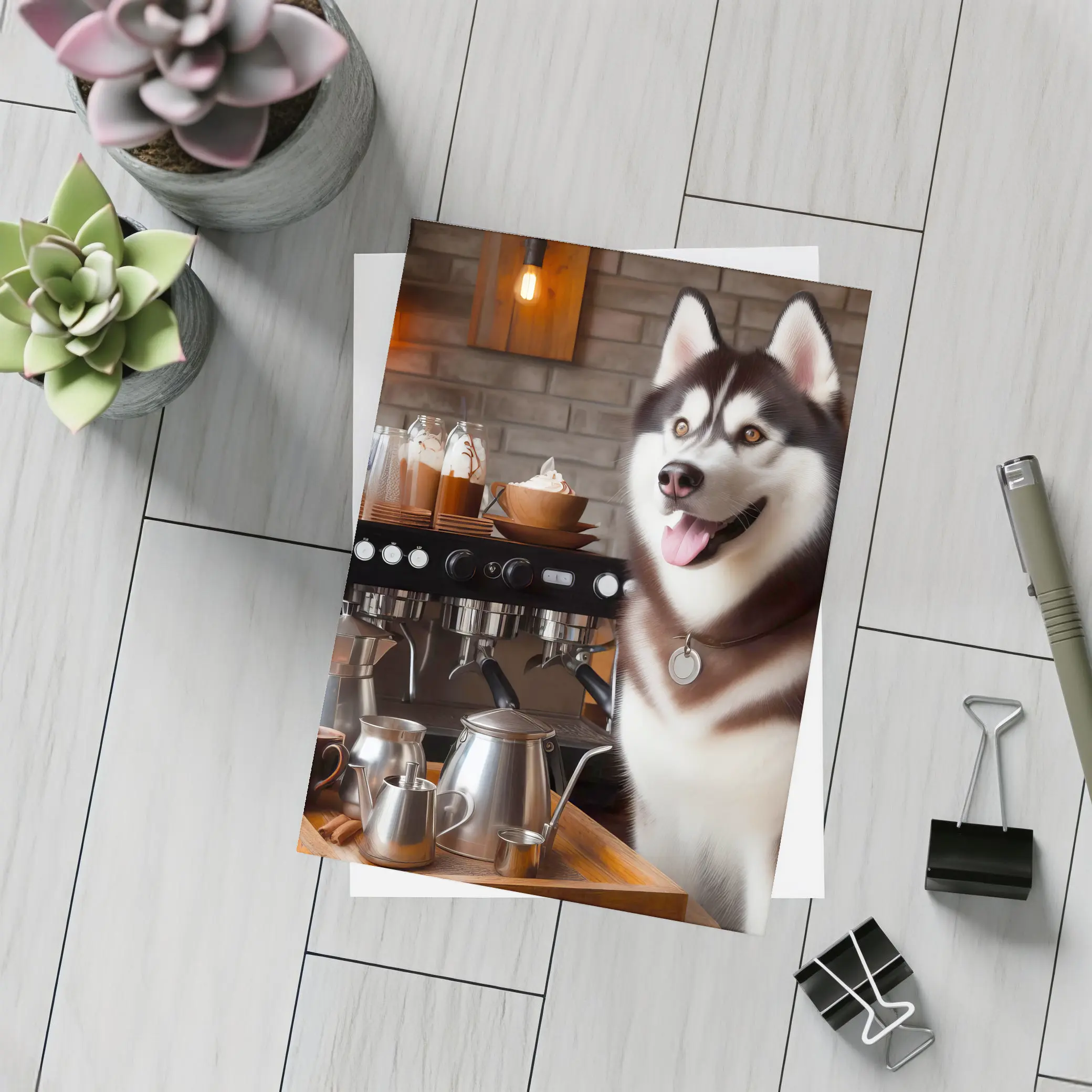 Siberian Husky Barista Coffee Shop Art – Postcards
