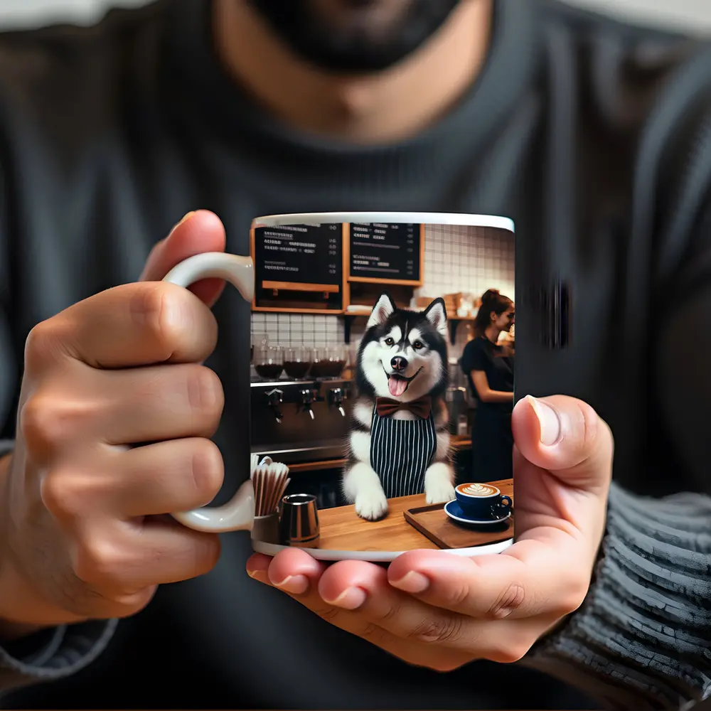Siberian Husky Barista Working Coffee Shop – Mugs