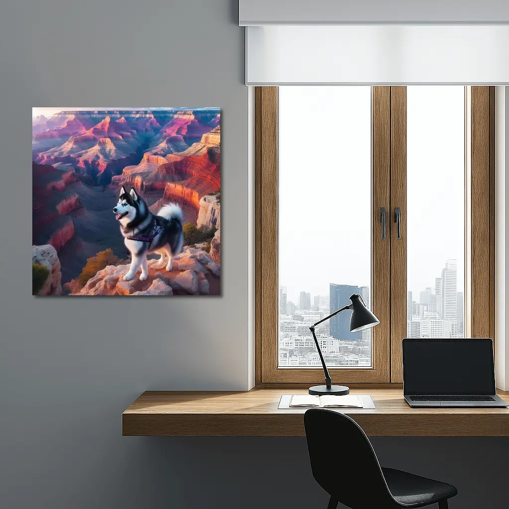 Siberian Husky Standing Grand Canyon Overlook – Wall Art