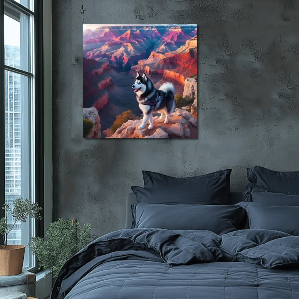 Siberian Husky Standing Grand Canyon Overlook – Wall Art