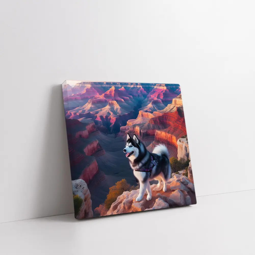 Siberian Husky Standing Grand Canyon Overlook – Wall Art