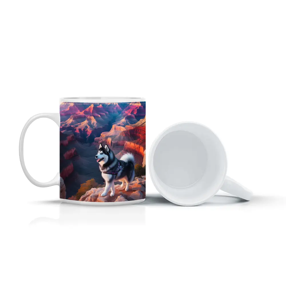 Siberian Husky Standing Grand Canyon Overlook – Mugs