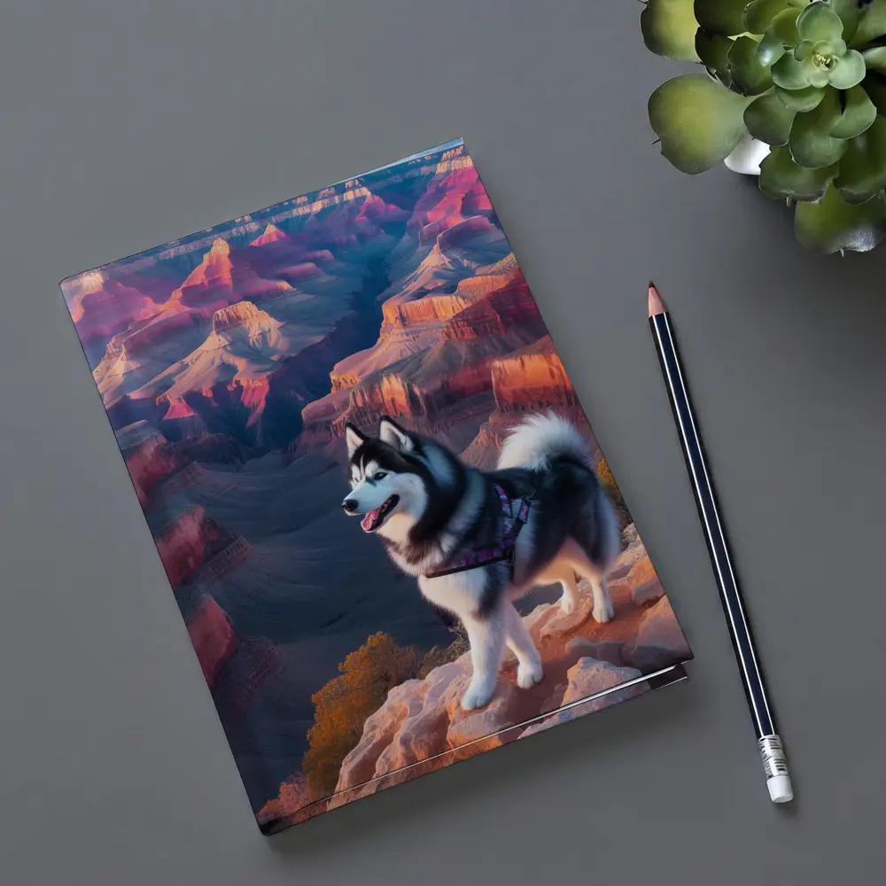 Siberian Husky Standing Grand Canyon Overlook – Notebooks