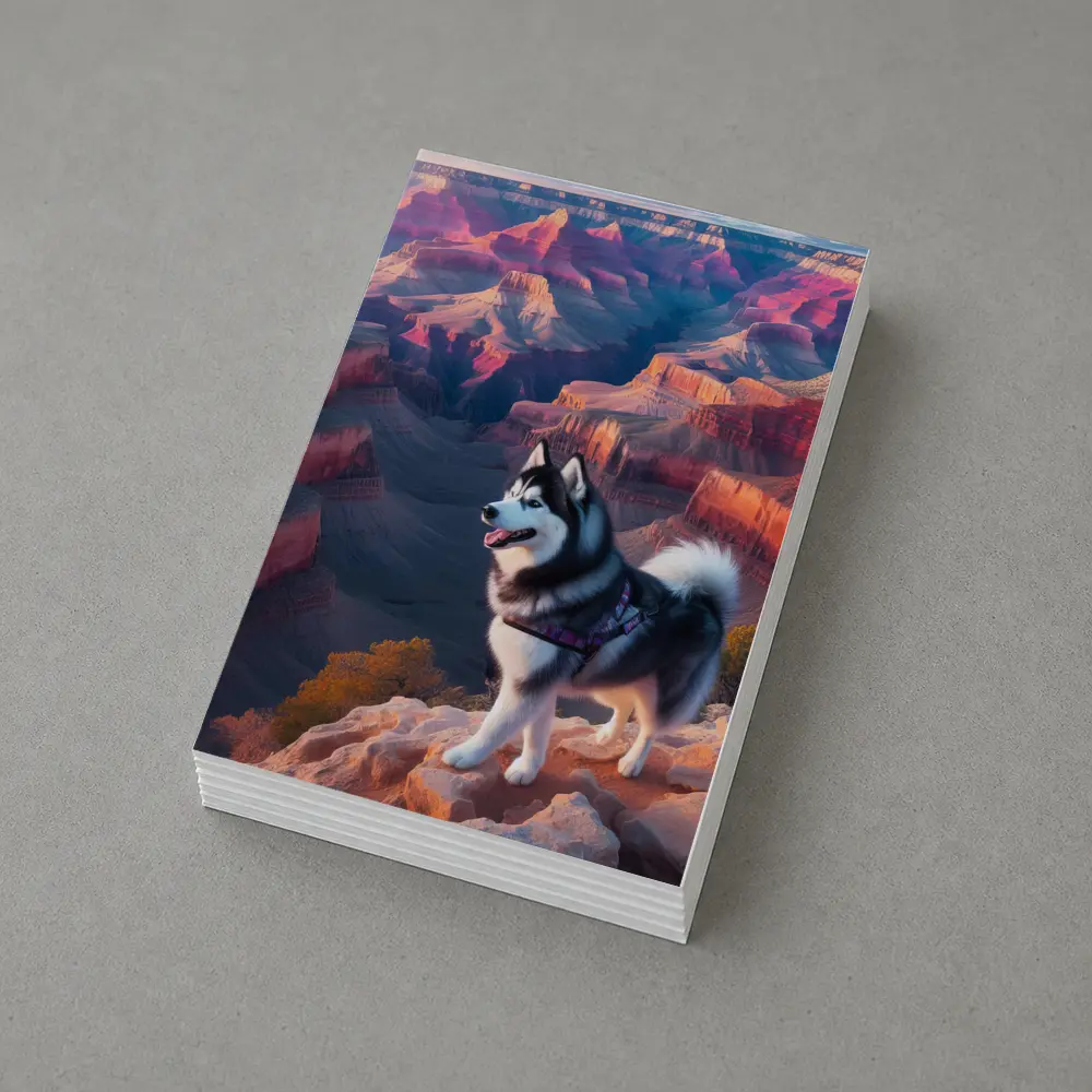 Siberian Husky Standing Grand Canyon Overlook – Postcards