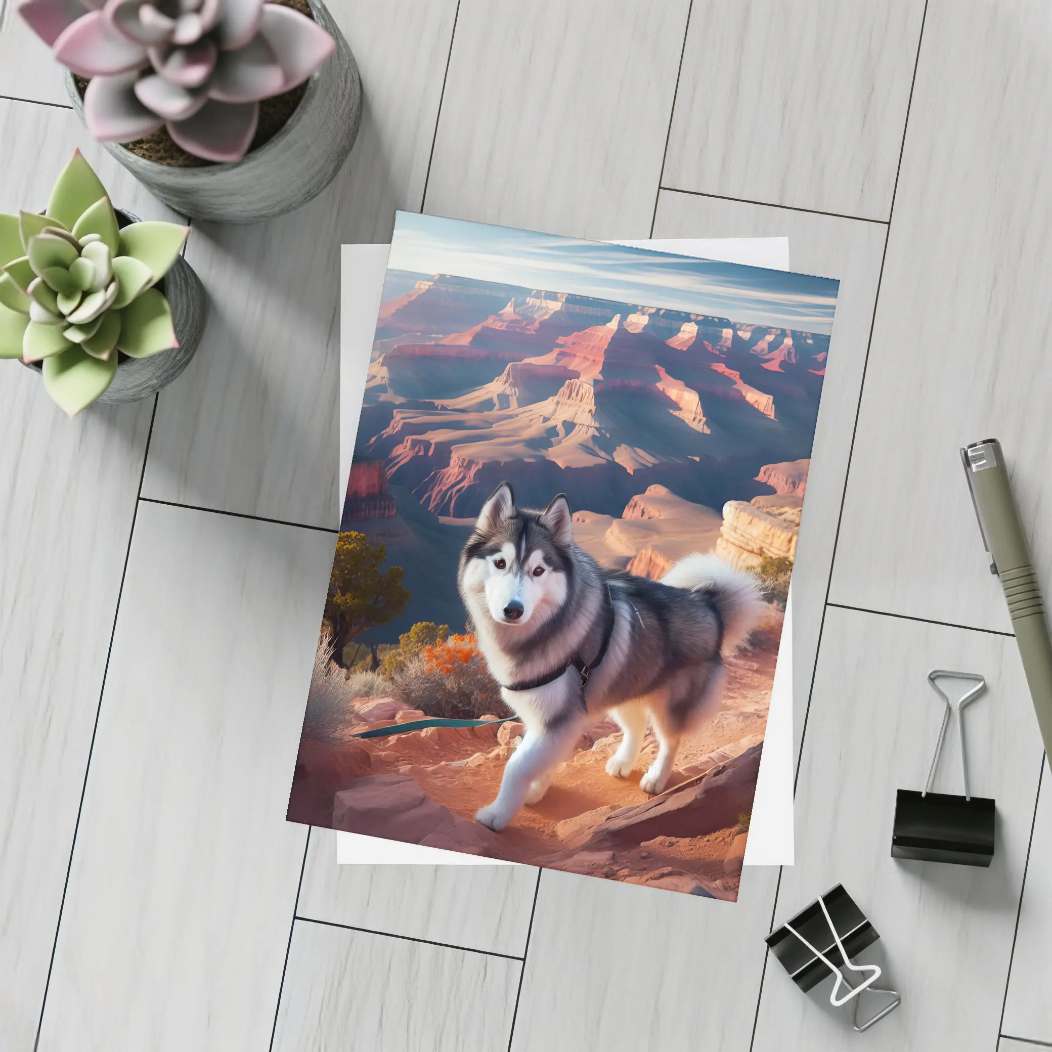 Siberian Husky Grand Canyon Desert Landscape – Postcards