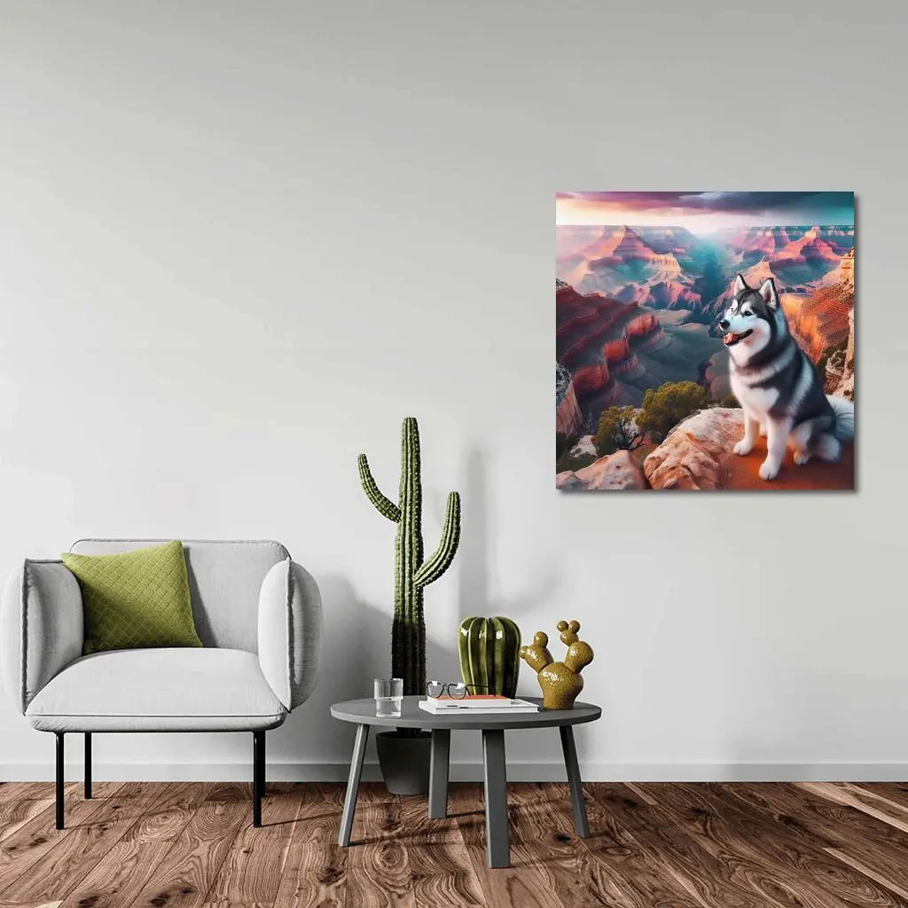 Siberian Husky Sitting Grand Canyon Overlook – Wall Art