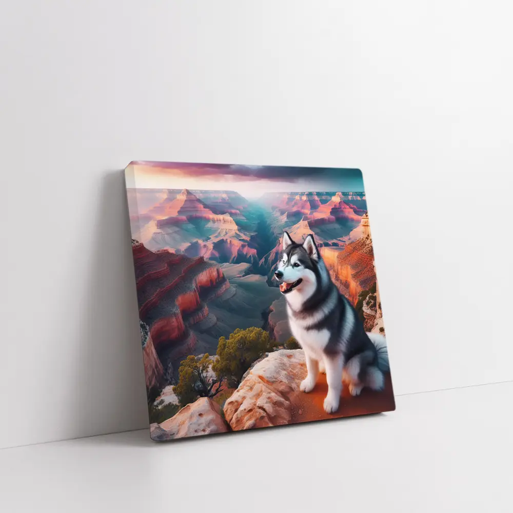 Siberian Husky Sitting Grand Canyon Overlook – Wall Art