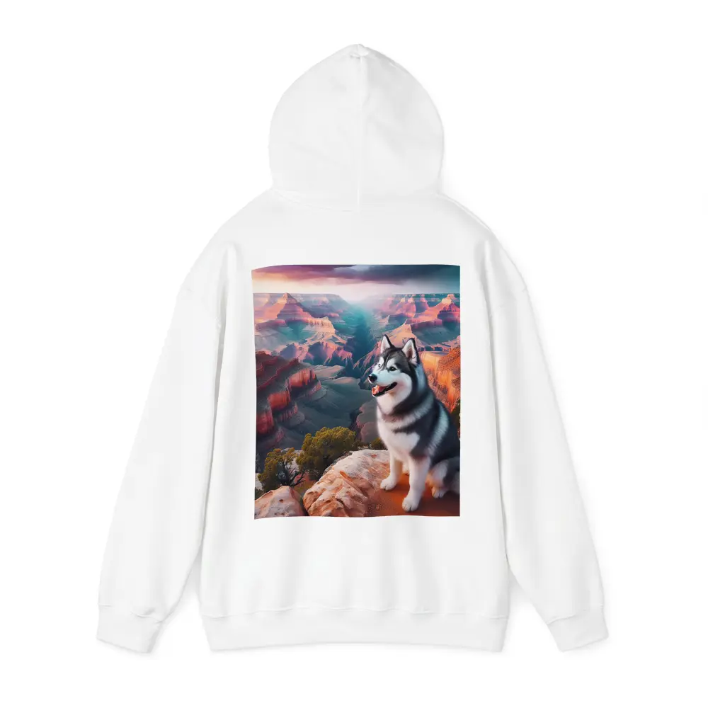 Siberian Husky Sitting Grand Canyon Overlook – Hoodies