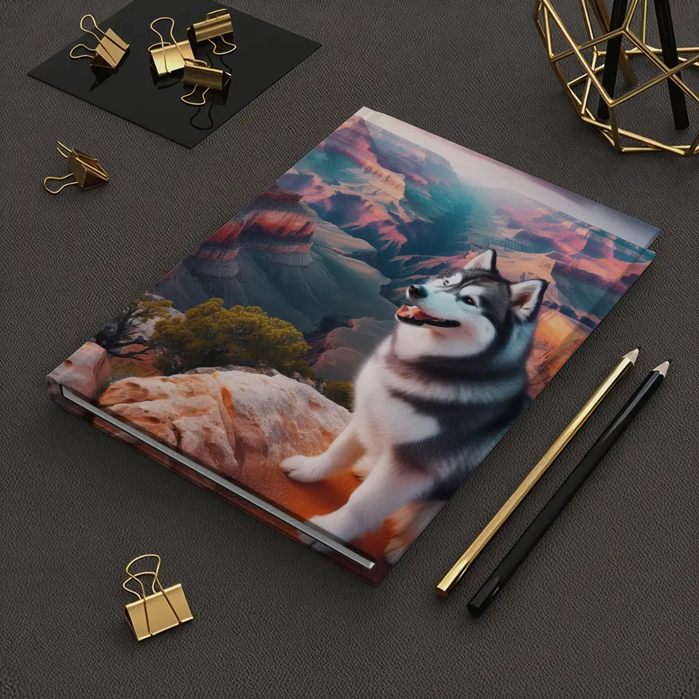 Siberian Husky Sitting Grand Canyon Overlook – Notebooks