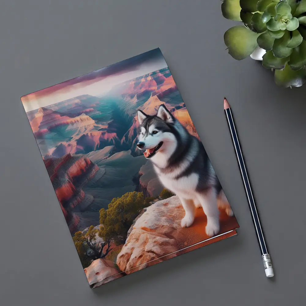 Siberian Husky Sitting Grand Canyon Overlook – Notebooks
