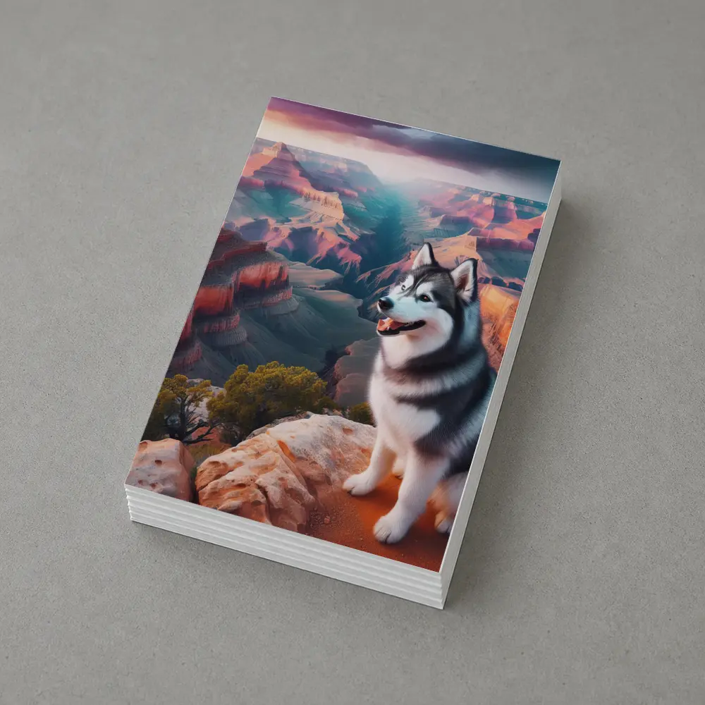 Siberian Husky Sitting Grand Canyon Overlook – Postcards