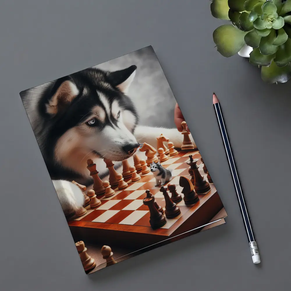 Siberian Husky Playing Chess Board Game – Notebooks