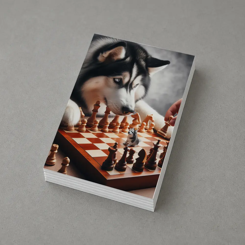 Siberian Husky Playing Chess Board Game – Postcards