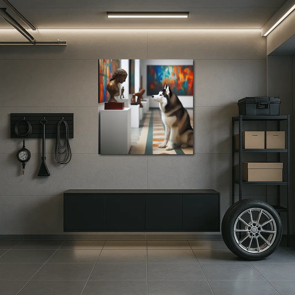 Siberian Husky Sitting In Art Gallery – Wall Art