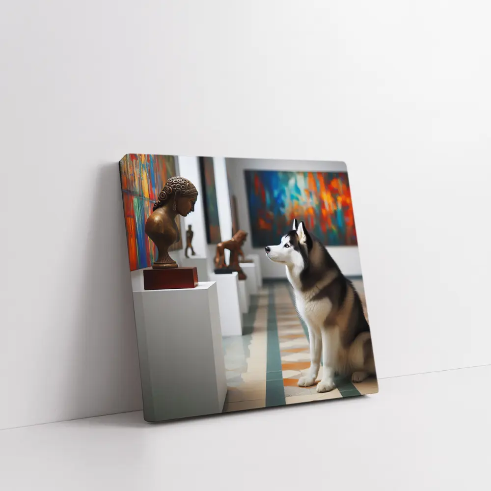 Siberian Husky Sitting In Art Gallery – Wall Art