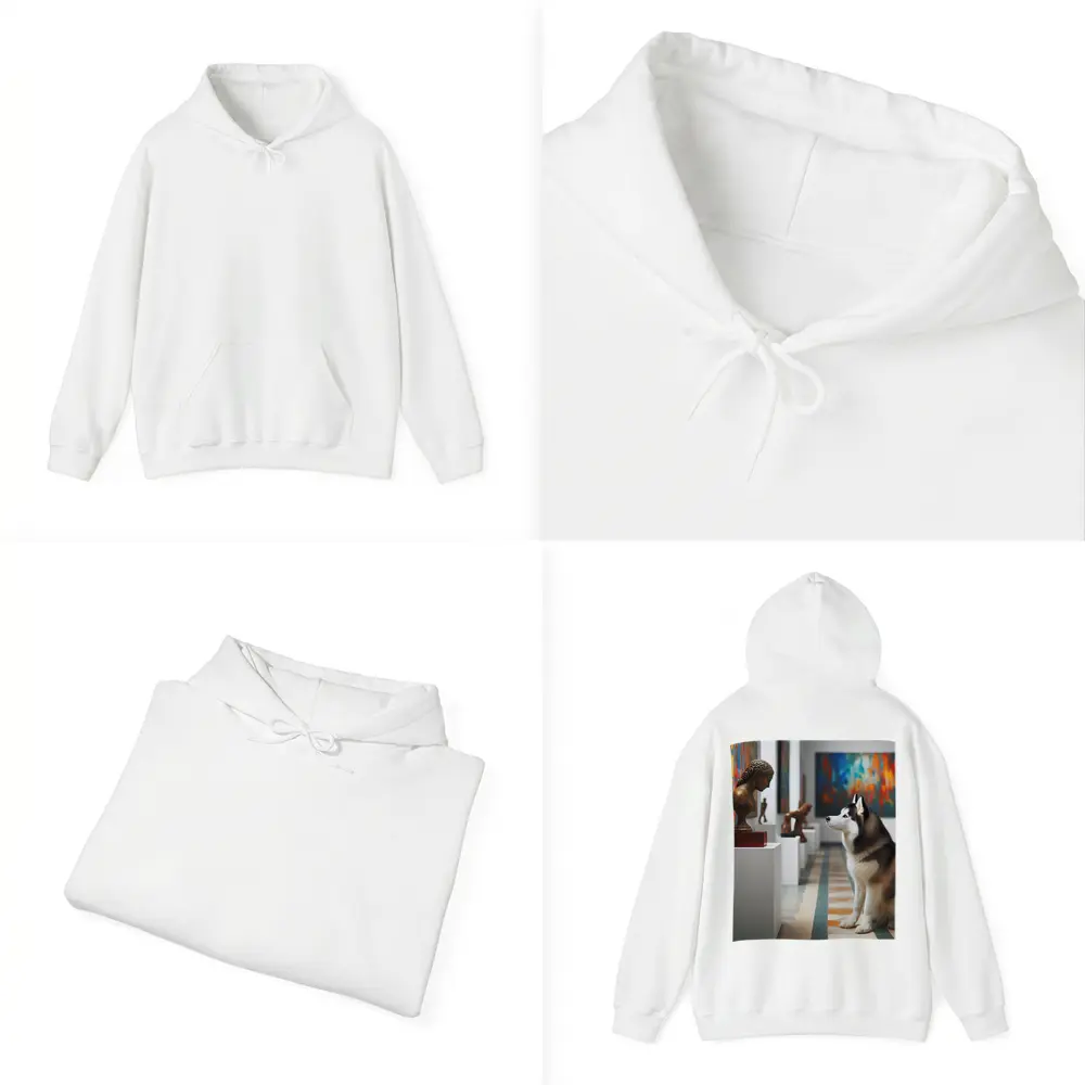 Siberian Husky Sitting In Art Gallery – Hoodies