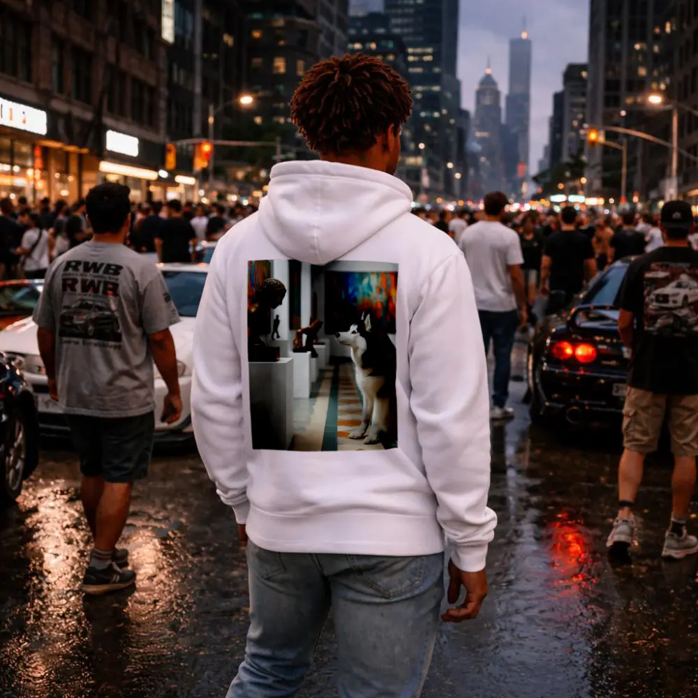 Siberian Husky Sitting In Art Gallery – Hoodies