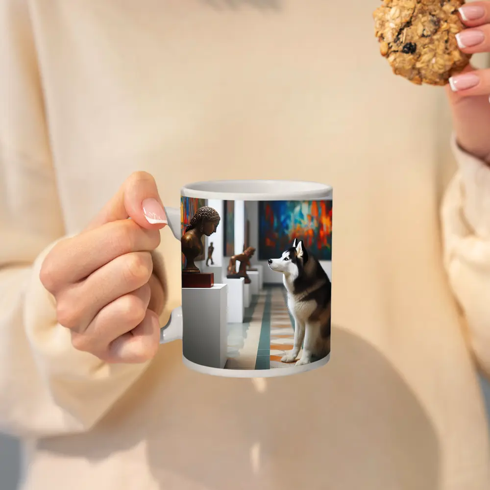 Siberian Husky Sitting In Art Gallery – Mugs