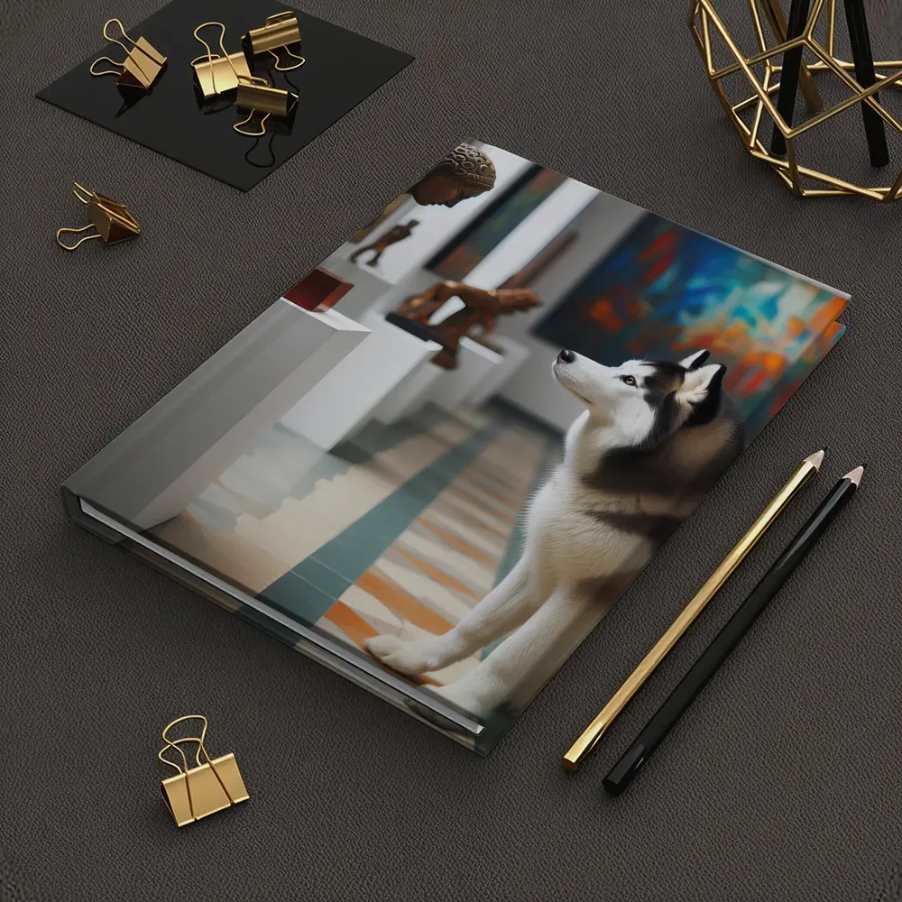 Siberian Husky Sitting In Art Gallery – Notebooks