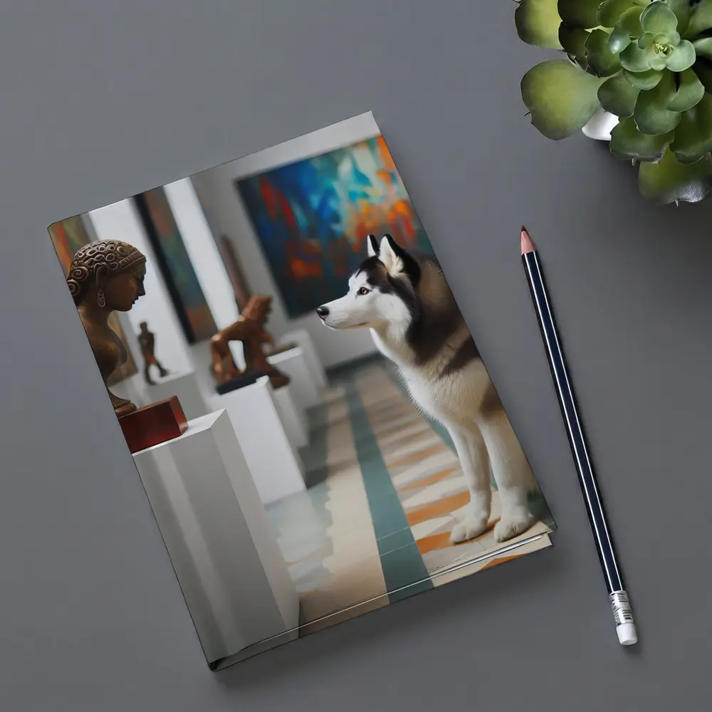 Siberian Husky Sitting In Art Gallery – Notebooks
