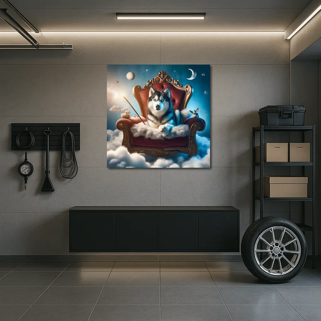Siberian Husky Throne Clouds Fantasy Sky – Wall Art