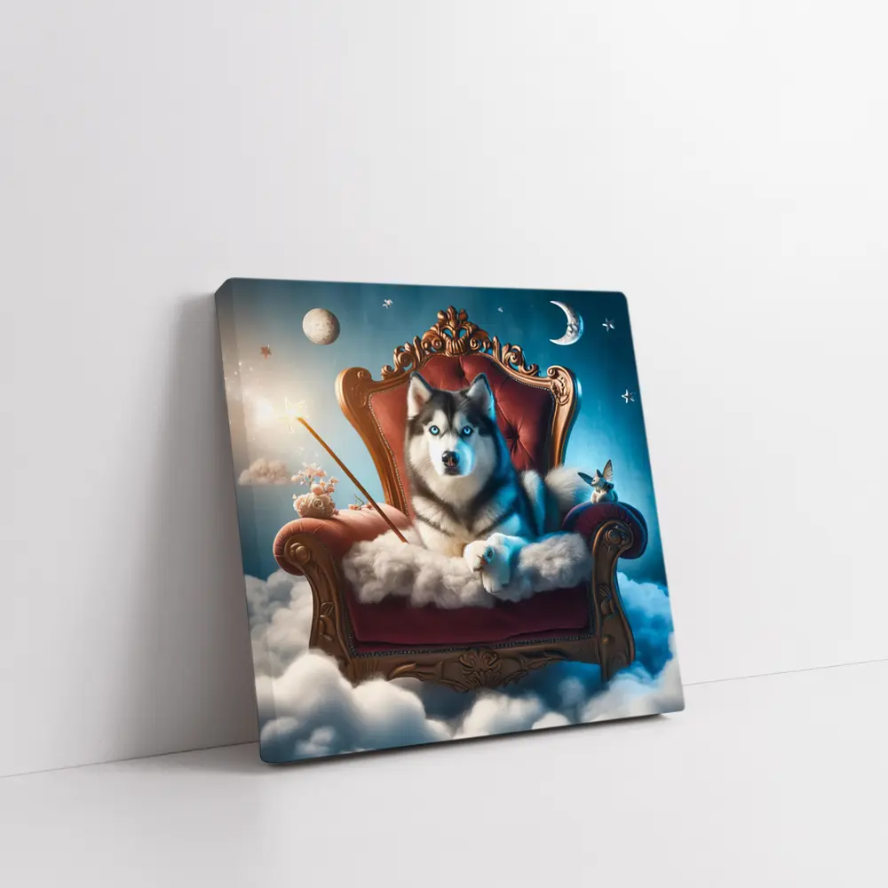 Siberian Husky Throne Clouds Fantasy Sky – Wall Art