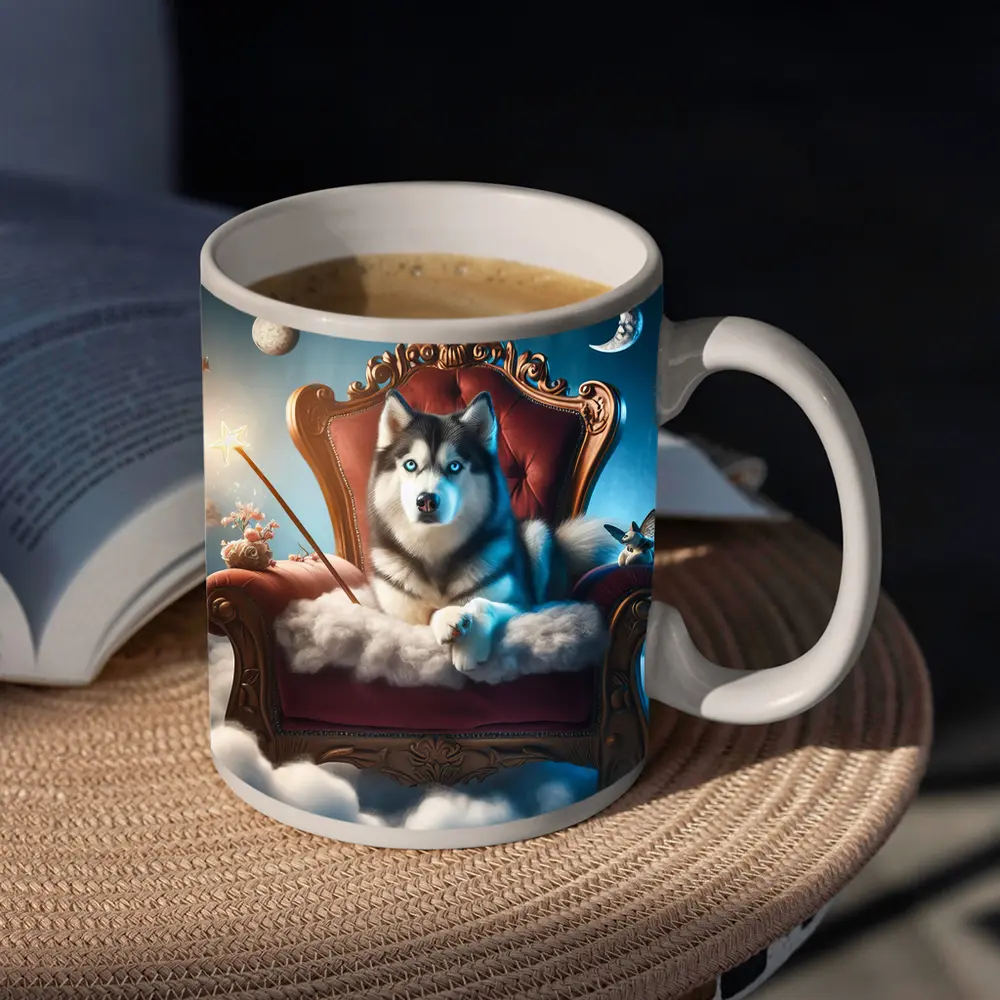 Siberian Husky Throne Clouds Fantasy Sky – Mugs