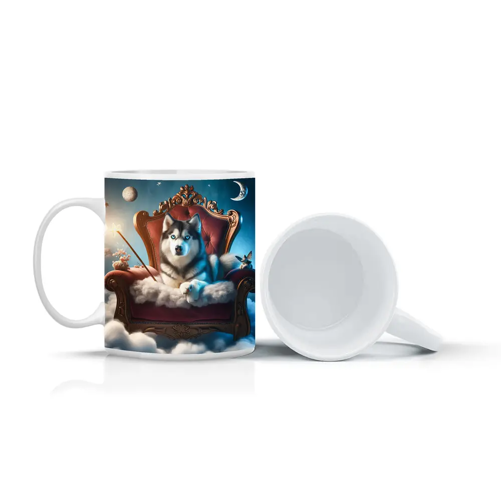 Siberian Husky Throne Clouds Fantasy Sky – Mugs