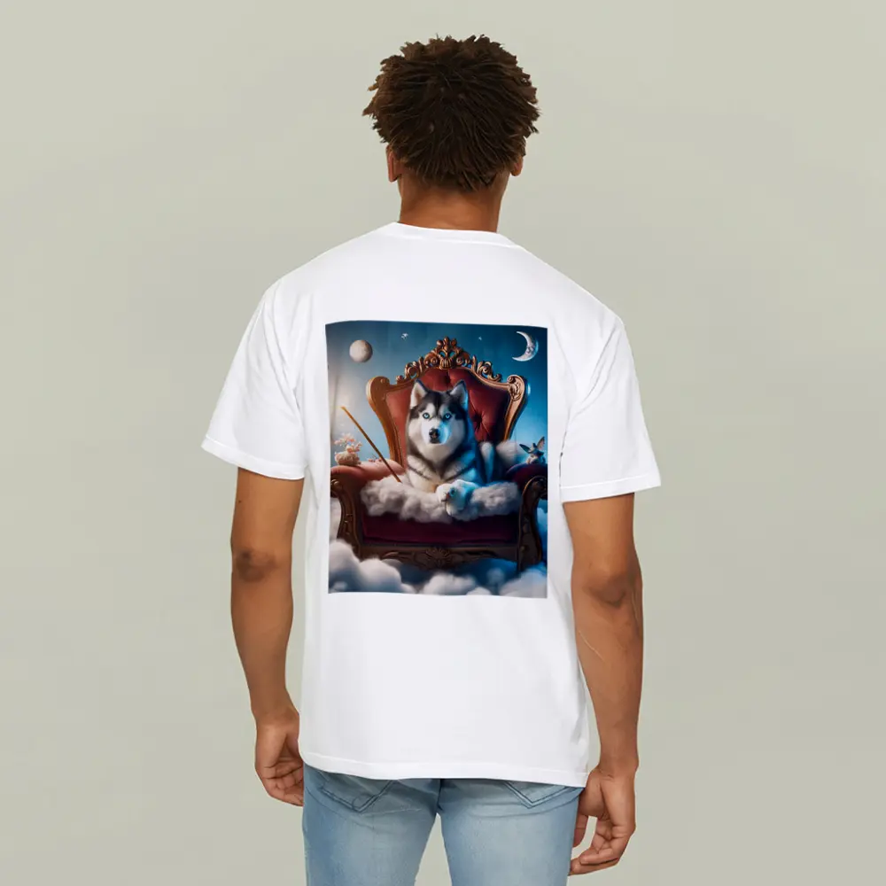 Siberian Husky Throne Clouds Fantasy Sky – T-Shirts