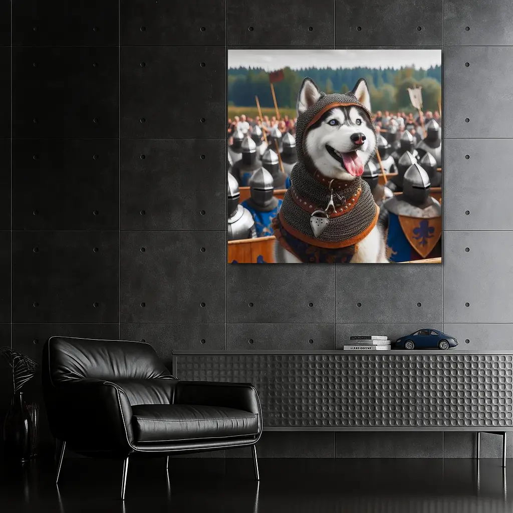 Siberian Husky Knight Chainmail Medieval Army – Wall Art