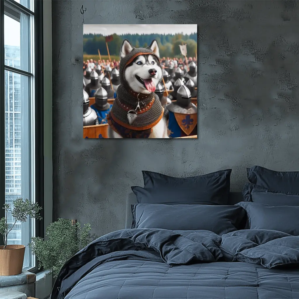 Siberian Husky Knight Chainmail Medieval Army – Wall Art