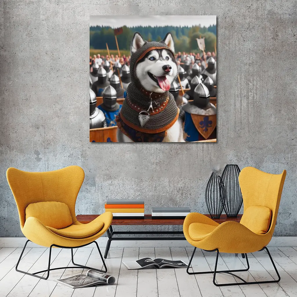 Siberian Husky Knight Chainmail Medieval Army – Wall Art