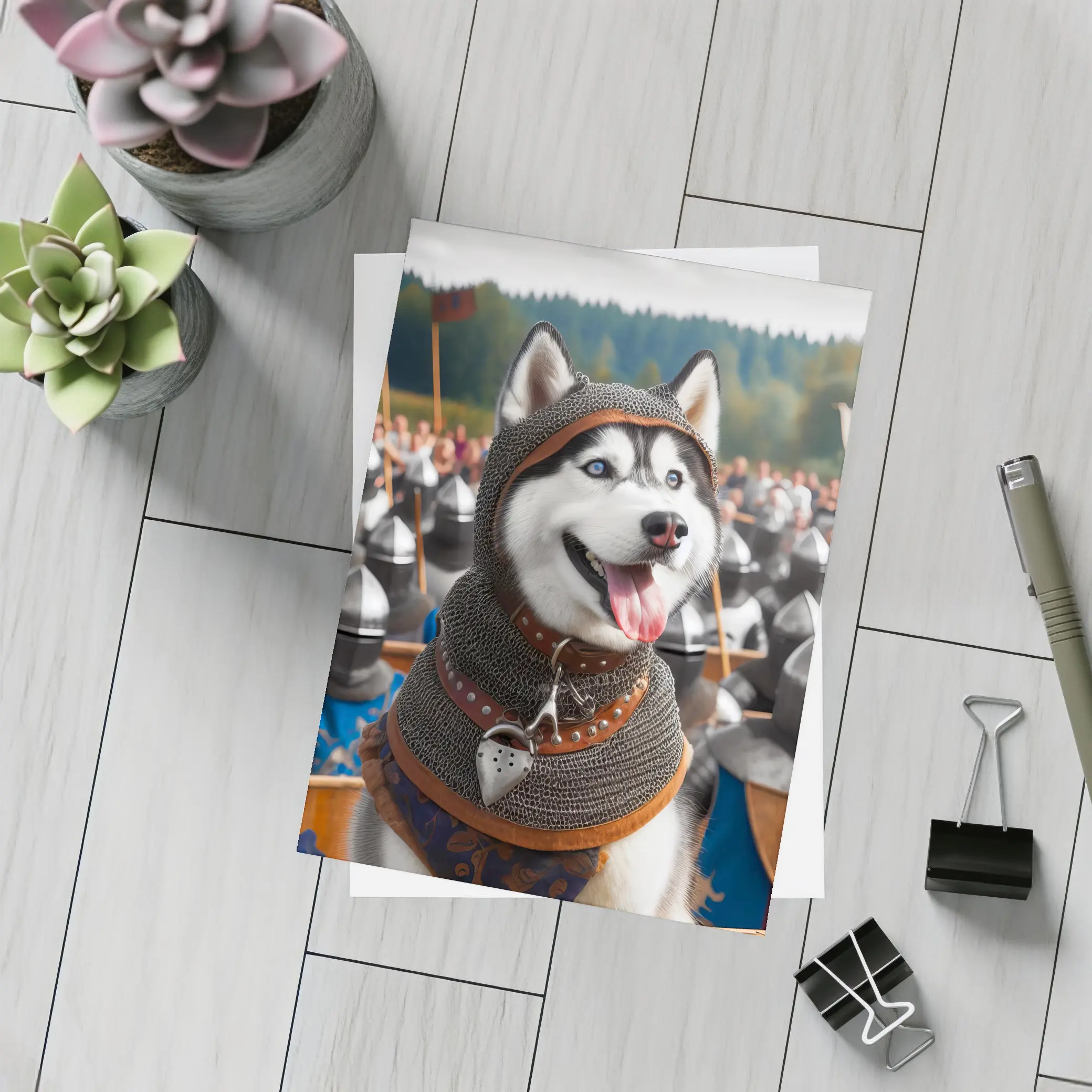 Siberian Husky Knight Chainmail Medieval Army – Postcards