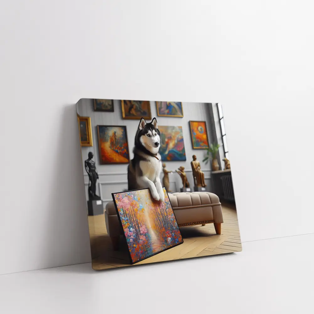 Siberian Husky Posing in Art Gallery – Wall Art
