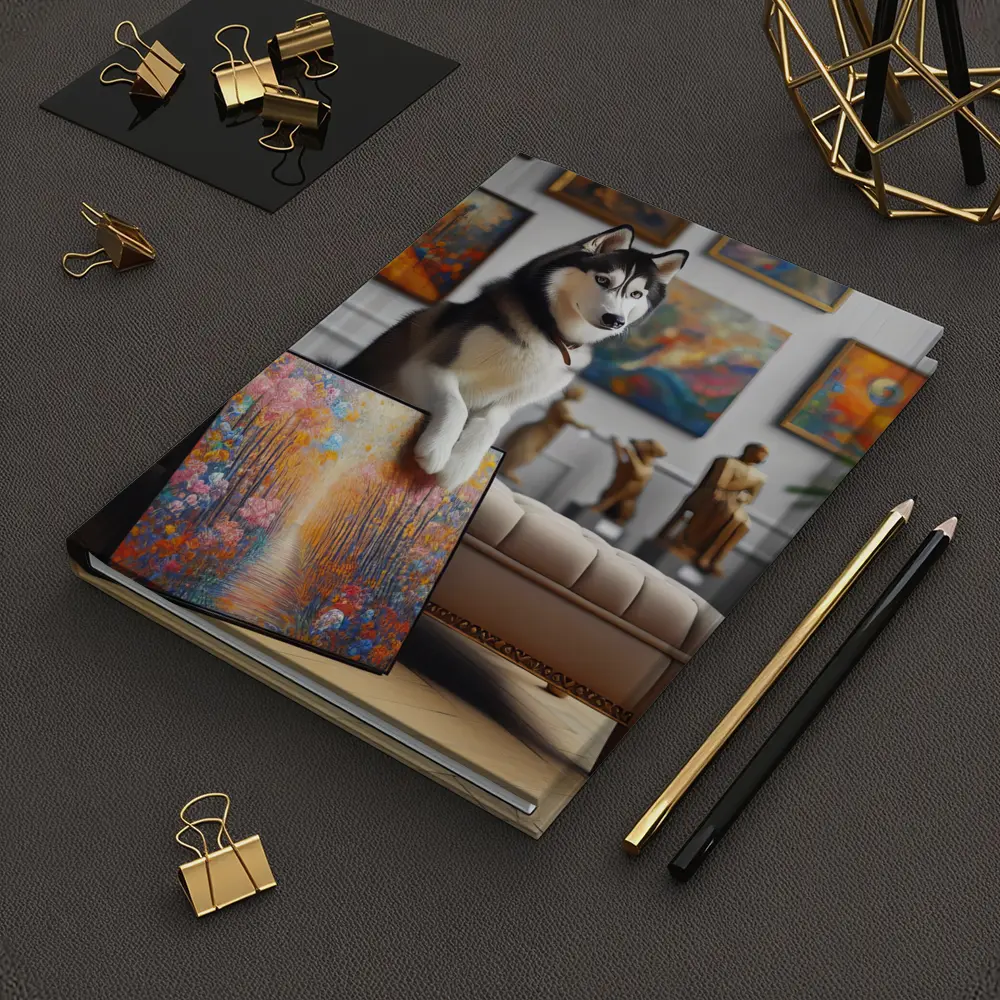 Siberian Husky Posing in Art Gallery – Notebooks