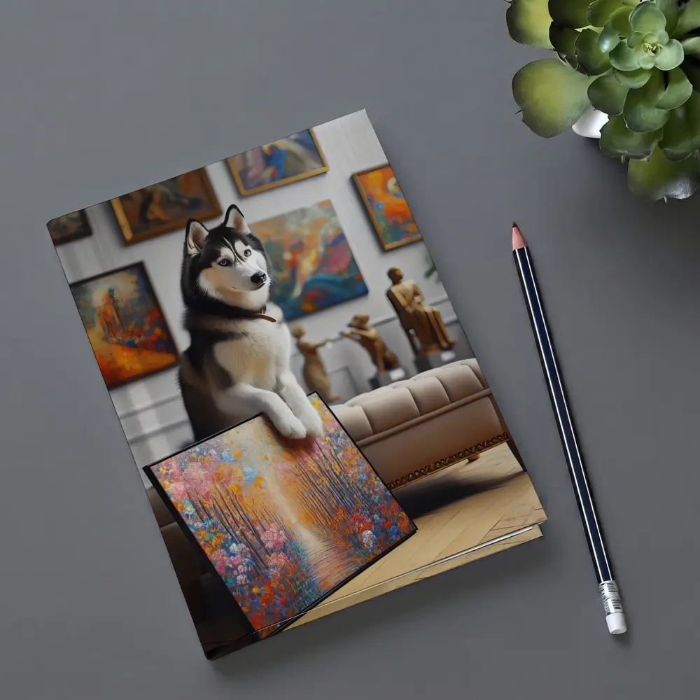 Siberian Husky Posing in Art Gallery – Notebooks