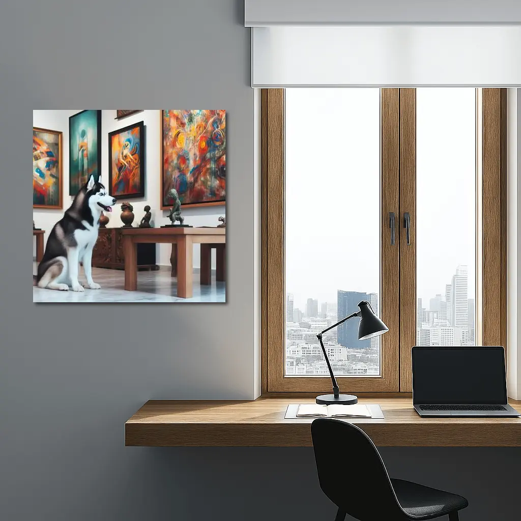 Siberian Husky Sitting In Art Gallery – Wall Art