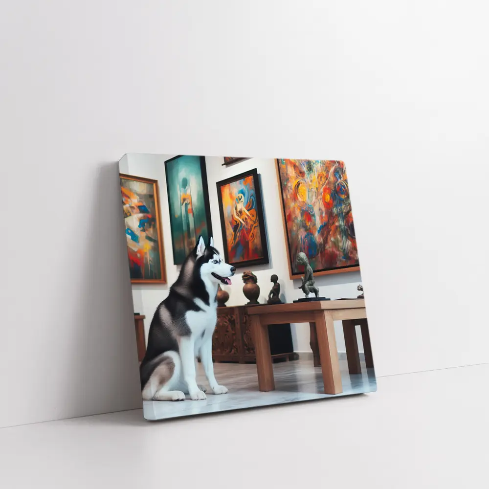 Siberian Husky Sitting In Art Gallery – Wall Art