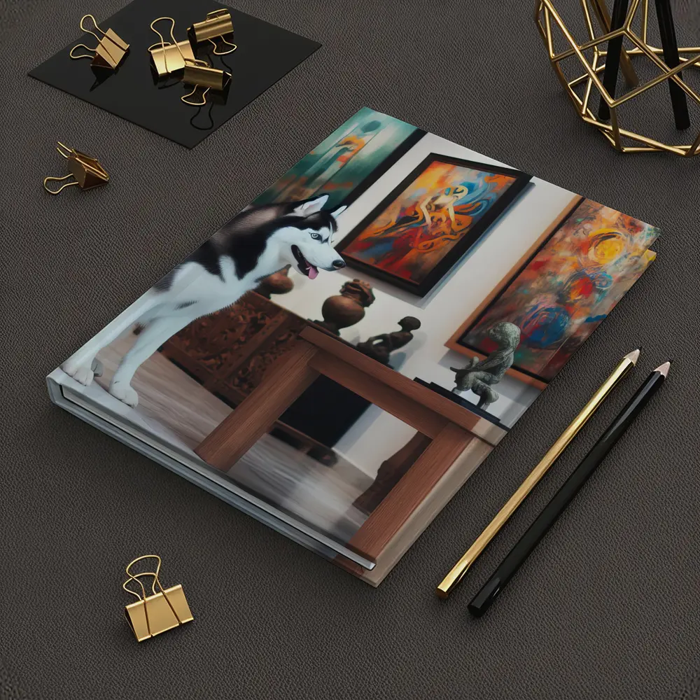 Siberian Husky Sitting In Art Gallery – Notebooks